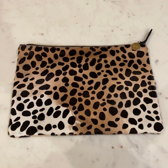 Clare V Handbags - Clare V Leopard Flat Clutch Zipper Pouch